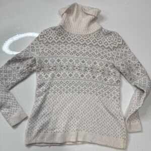 Vineyard Vines Ivory Pattern Cashmere Blend turtleneck sweater S A030326